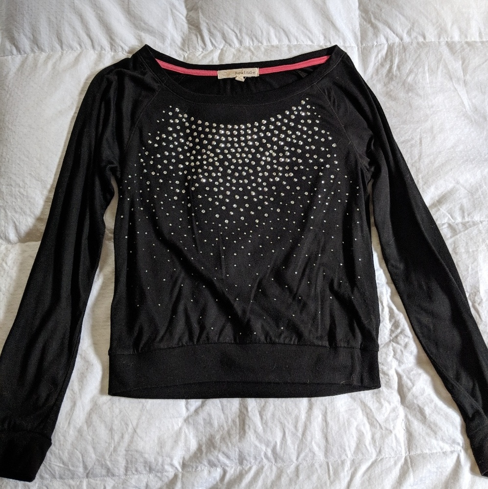 Rewind long sleeve embellished top